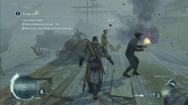 Start off by quickly jumping to the seashore to avoid the first group of guards - Sequence 12 – Chasing Lee - Walkthrough - Assassins Creed III - Game Guide and Walkthrough