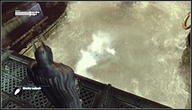 Keep moving between the grapple points to reach the new ledge #1 and climb onto it - Infiltrate the Steel Mill (part 2) - Main story - Batman: Arkham City - Game Guide and Walkthrough
