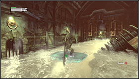 As you have reached yet another river, equip the Freeze Blast and use it to create an ice raft #1 - Infiltrate the Steel Mill (part 2) - Main story - Batman: Arkham City - Game Guide and Walkthrough