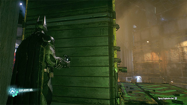 Spray the explosive gel on one of the moved plates - Riddler trophies in the Panessa Studios (11-21) | Collectibles - Pannesa Film Studios - Collectibles - Pannesa Film Studios - Batman: Arkham Knight Game Guide & Walkthrough