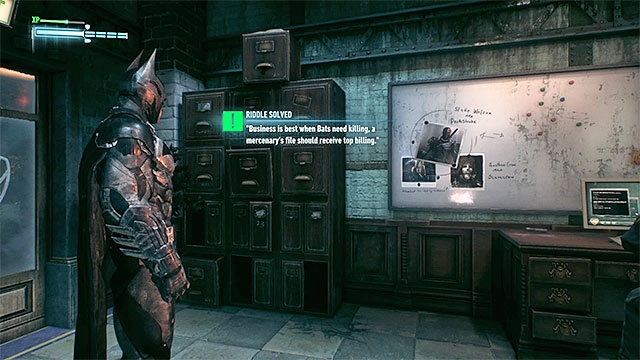 Take interest in the board in communications room - Riddles in GCPD Lockup | Collectibles - GCPD Lockup - Collectibles - GCPD Lockup - Batman: Arkham Knight Game Guide & Walkthrough