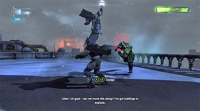 You need to dodge from Bane’s charges - Defeat Bane - Main storyline - Batman: Arkham Origins - Game Guide and Walkthrough