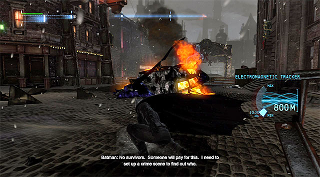 The crash site - Case 1224-4: Helicopter Crash - Casefile Reports - Batman: Arkham Origins - Game Guide and Walkthrough