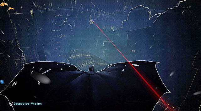 You need to follow the red line again - Case 1224-4: Helicopter Crash - Casefile Reports - Batman: Arkham Origins - Game Guide and Walkthrough