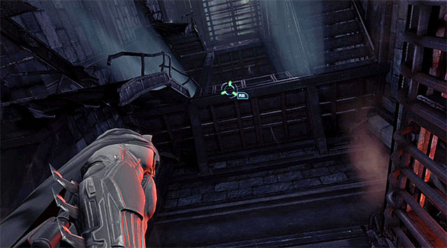 Keep using the hook on the successive ledges - Pursue Black Mask - Main storyline - Batman: Arkham Origins - Game Guide and Walkthrough