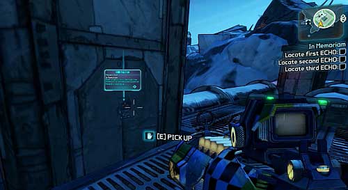 Once you’re above, turn right and on the pillar you will find an ECHO Recorder - In Memoriam - Sanctuary - Borderlands 2 - Game Guide and Walkthrough