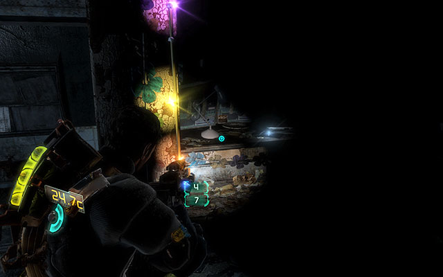 In the room with colorful lights on the wall, in the dark side – right after passing by mentioned lights, on the table - Chapter 8 - Secrets - Dead Space 3 - Game Guide and Walkthrough