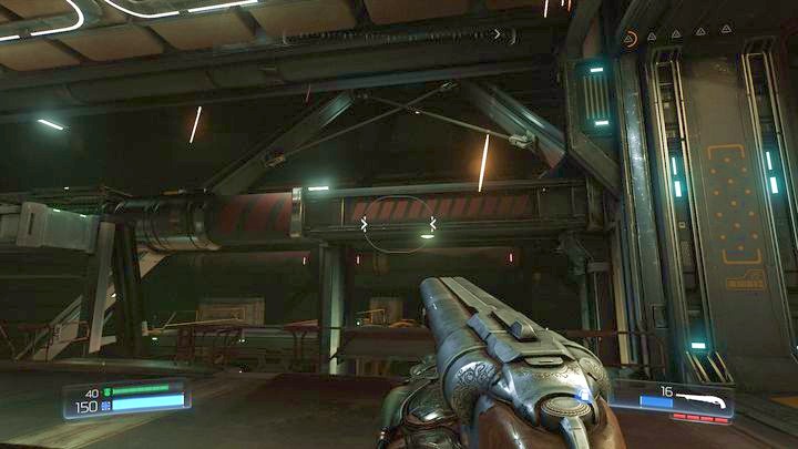 Go back to the large storehouse after collecting the Delta V Jump-Boots and turn left - Argent Energy Tower | Secrets - Secrets - Doom Game Guide & Walkthrough