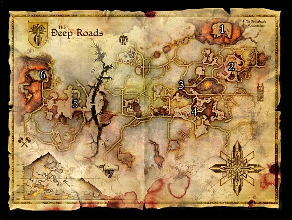 World map 3: The Deep Roads. Main location on the map: 1 � Orzammar