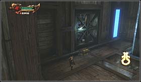 After the fight ends, move on to the next room, open the power-up chest found there [ - Walkthrough - The Labyrinth - Walkthrough - God of War 3 - Game Guide and Walkthrough