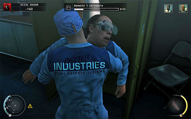 After stunning the researcher, hide his body in a near closet or box - 12: Death Factory - p. 2 - Challenges - Hitman: Absolution - Game Guide and Walkthrough