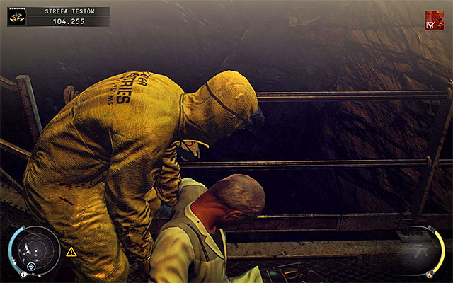 After the successful attack, pick the body and throw it over the railing, so it lands in the waste tank - 12: Death Factory - p. 2 - Challenges - Hitman: Absolution - Game Guide and Walkthrough