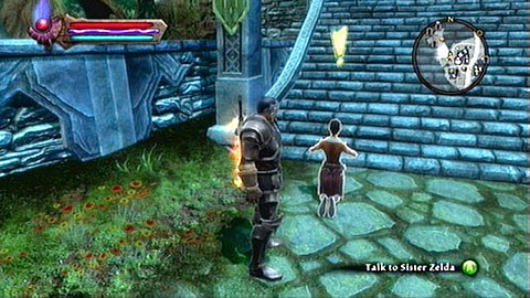 Speak to Sister Zelda whos standing beside the stairs leading to the chapel M1(12) - Odarath I - p. 2 | Side missions - Side missions - Kingdoms of Amalur: Reckoning Game Guide & Walkthrough