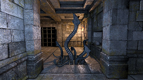 At this spot you will find a very good, heavy weapon – the Flail - Level 7: Ancient Chambers - Walkthrough - Legend of Grimrock - Game Guide and Walkthrough