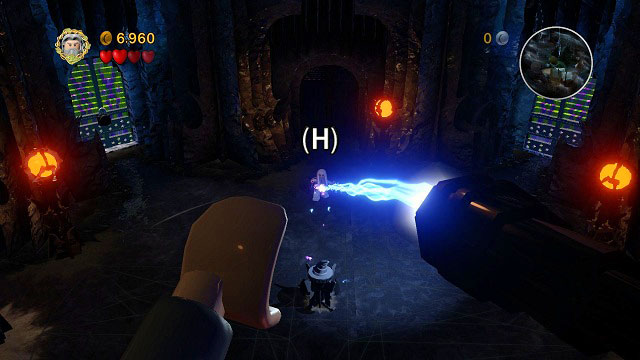You will begin the fight with Saruman while hanging in the air – keep pressing (H) to protect yourself from the wizard’s lightning attacks - The Black Rider - Walkthrough – Act I - LEGO The Lord of the Rings - Game Guide and Walkthrough