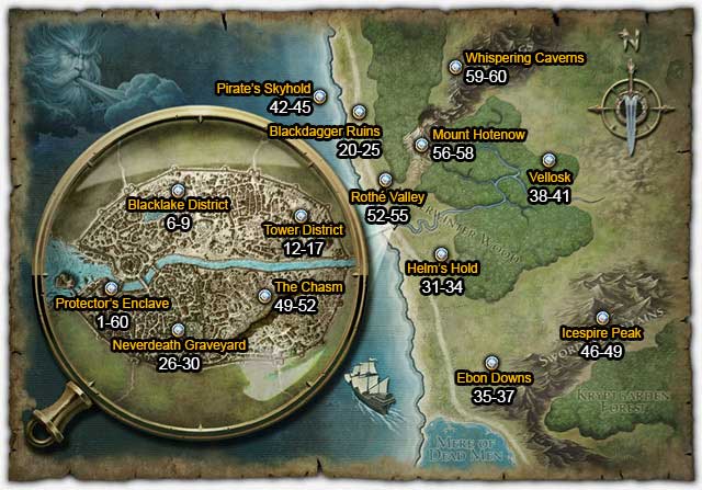 Location name - World map and suggested level ranges - Maps - Neverwinter - Game Guide and Walkthrough