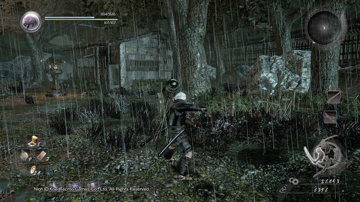 In front of you there are two buildings guarded by ninja - The Spirit Stone Slumbers | Main missions - Main missions - NiOh Game Guide
