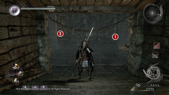 You wont find any enemies, that is until you get to point as the picture above - The Spirit Stone Slumbers | Main missions - Main missions - NiOh Game Guide