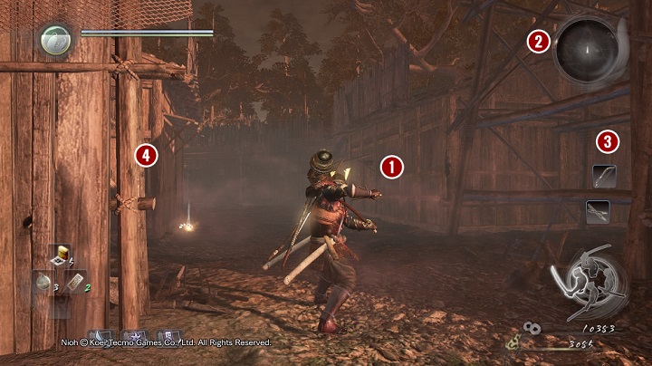After entering the village, you will notice that all sources of fire are gone, so the path to the further part of the village is wide and open - Death to Bandits | Side missions - Side missions - NiOh Game Guide