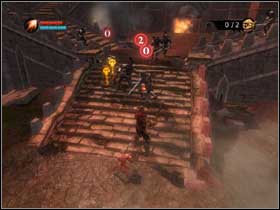 When the raiders are down you can go up the stairs – left or right to break things and collect this and that (#1) - Get a Mistress for your Tower - Walkthrough - Overlord - Game Guide and Walkthrough