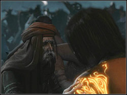 Your lives will be saved by he old man dressed in red whom you rescued in royal workshops and who recognized the Prince of Persia in you - The King�s Road - Walkthrough - Prince of Persia: The Two Thrones - Game Guide and Walkthrough