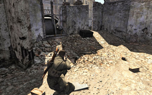 Keep crawling further however do it very, very slowly - Mission 1 Schoneberg Convoy - p. 1 - Walkthrough - Sniper Elite V2 - Game Guide and Walkthrough