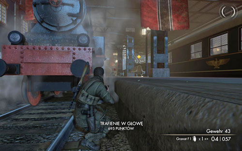Jump down from the platform onto the rails when the sound begins - DLC Assassinate the Fuhrer - Walkthrough - Sniper Elite V2 - Game Guide and Walkthrough