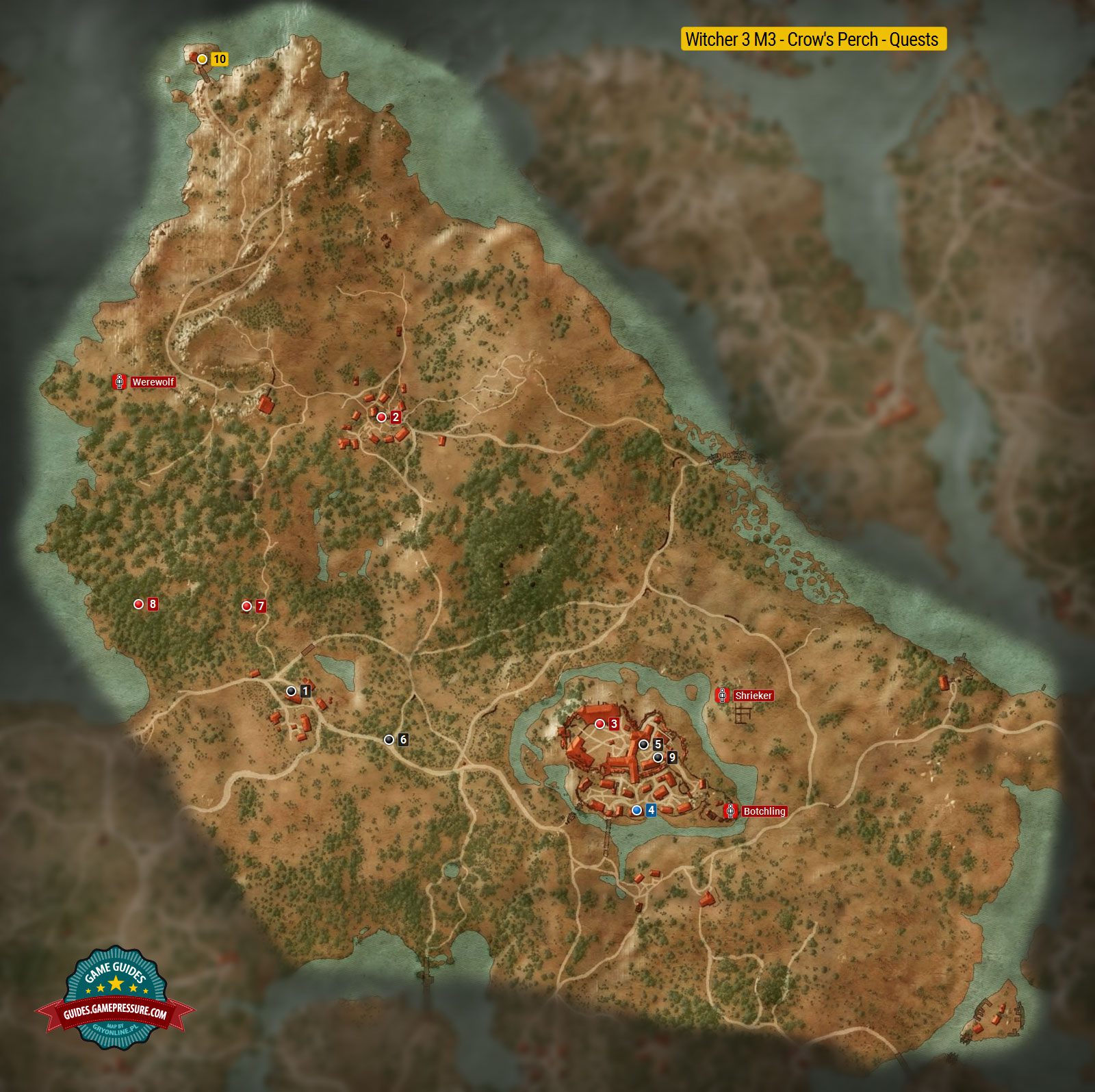 Map of quests in Crow's Perch M3 - The Witcher 3: Wild ...
