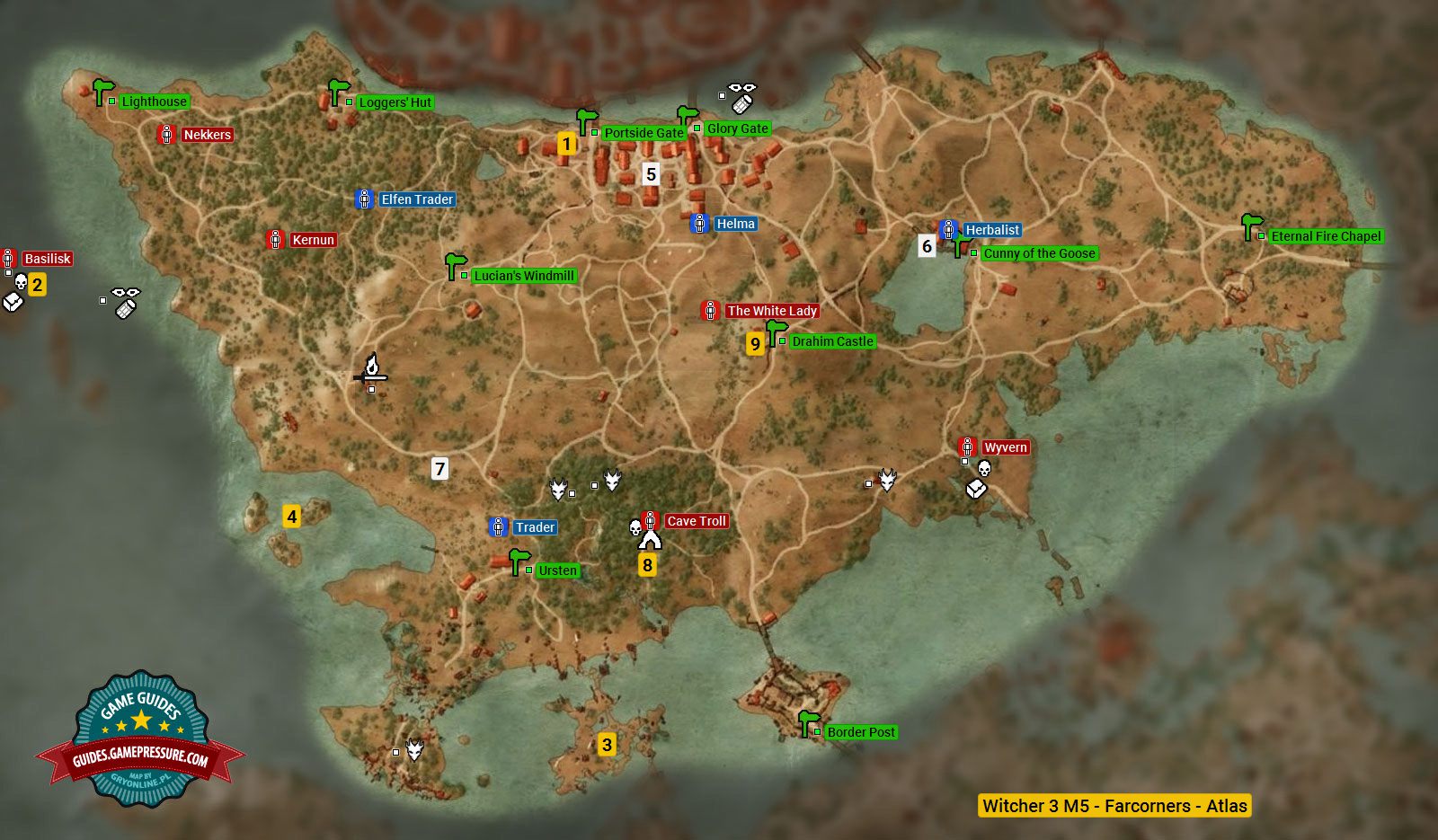 Map of important locations in Farcorners M5 - The Witcher ...