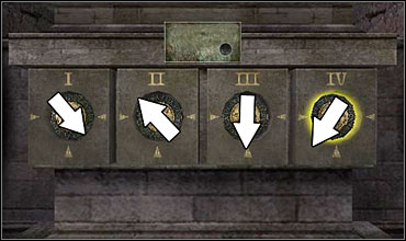 The arrows show the direction that a hardly visible “triangle” on each seal should point. - Temple Church - Walkthrough - The Da Vinci Code - Game Guide and Walkthrough