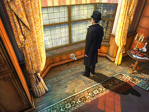 Pay your attention at a panelling below the window - Search a Henrys Room - Robbery in Kensington Gardens - The Testament of Sherlock Holmes - Game Guide and Walkthrough