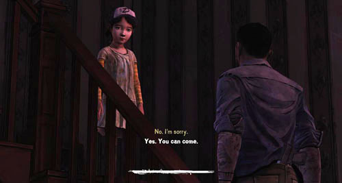 When you all begin to get going, Clementine will accost you - Chapter 4: Bedside Manor - Episode IV: Around Every Corner - The Walking Dead - Game Guide and Walkthrough