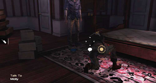 After you've entered the bedroom, you'll have a brief conversation with Molly - Chapter 4: Bedside Manor - Episode IV: Around Every Corner - The Walking Dead - Game Guide and Walkthrough