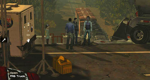 Here you can look at the orange Generator or tank Hitch on the right - Chapter 6: Unexpected Delay - Episode III: Long Road Ahead - The Walking Dead - Game Guide and Walkthrough