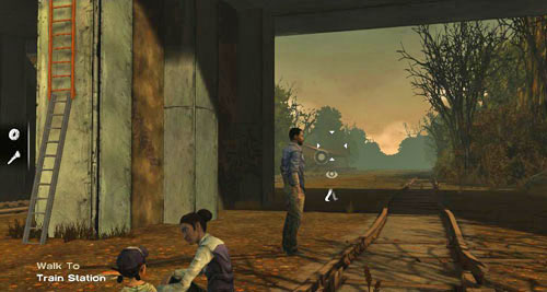 Look at the Train Station in the distance to walk to it - Chapter 6: Unexpected Delay - Episode III: Long Road Ahead - The Walking Dead - Game Guide and Walkthrough
