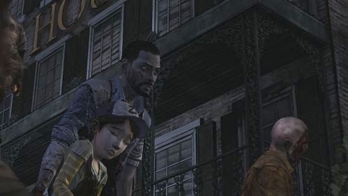This short sequence is walking through the street full of zombies - Chapter 7: Stay Close To Me - Episode V: No Time Left - The Walking Dead - Game Guide and Walkthrough