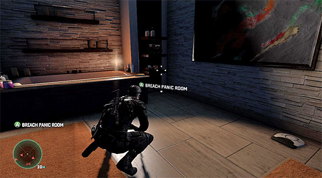 Walk inside and turn left straight away to walk into the bathroom shown in the above screenshot - Find Nouri’s hideout - Mission 4 – Private Estate - Tom Clancys Splinter Cell: Blacklist - Game Guide and Walkthrough