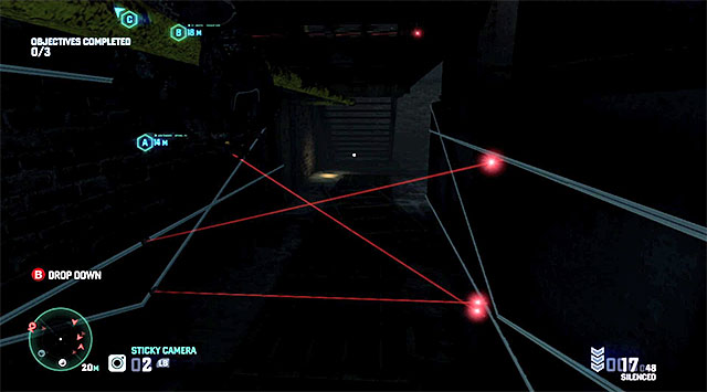 The device C is inside the building located to the right of the mission’s starting point - Mission 3 – Hackers Den - Optional missions assigned by Grim - Tom Clancys Splinter Cell: Blacklist - Game Guide and Walkthrough