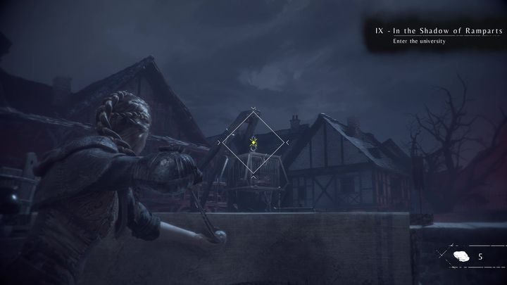 At the top of the stairs, wait until the patrol to your right passes you - Chapter VIII - Our Home | A Plague Tale walkthrough - Walkthrough - A Plague Tale Guide