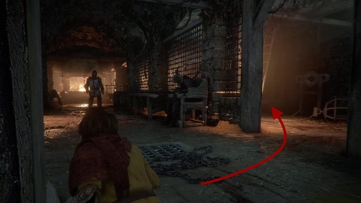 Next, go to the other side of the room and pull the lever - Chapter XIV - Blood Ties | A Plague Tale walkthrough - Walkthrough - A Plague Tale Guide