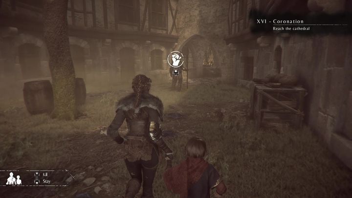 After this sequence, interact with the cart - Chapter XVI - Coronation | A Plague Tale walkthrough - Walkthrough - A Plague Tale Guide