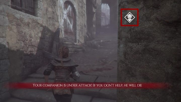 You need to reach him as soon as possible and get rid of the enemy - Chapter II - The Strangers | A Plague Tale walkthrough - Walkthrough - A Plague Tale Guide