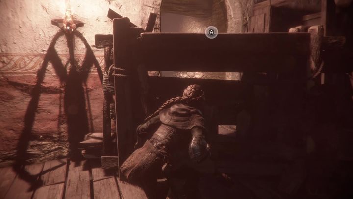 Hugo is at the top of the ladder located on the other side of the room - Chapter III - Retribution | A Plague Tale walkthrough - Walkthrough - A Plague Tale Guide