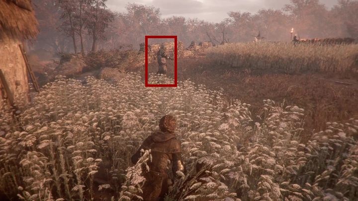Pay attention to the patrol and sneak through the grass - Chapter IV - The Apprentice | A Plague Tale walkthrough - Walkthrough - A Plague Tale Guide