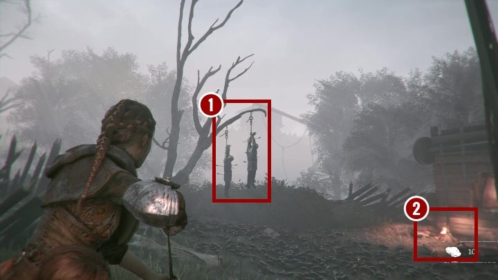 In its center is a soldier - Chapter V - The Ravens Spoils | A Plague Tale walkthrough - Walkthrough - A Plague Tale Guide