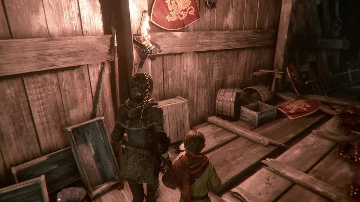 If you want to save this man, simply put the torch in the handle (halfway down the corridor) and with Ignifer light up the lantern which stands next to the man - Chapter V - The Ravens Spoils | A Plague Tale walkthrough - Walkthrough - A Plague Tale Guide
