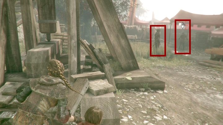 Then go in the direction of the marketplace with the red canopy - Chapter VI Damaged Goods | A Plague Tale walkthrough - Walkthrough - A Plague Tale Guide
