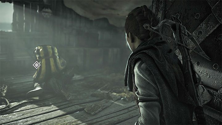 There is only one possible path ahead - the door of the upper hut near the area where you faced the armored soldier - Plague Tale Requiem: Chapter 7, Reach Sophias boat - walkthrough - Chapter 7 - Felons - A Plague Tale Requiem Guide, Walkthrough