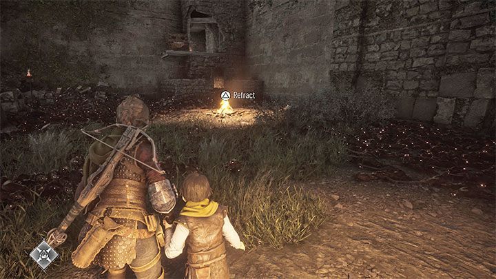 Light another bonfire with an Ignifier and use Refract with the prism for the first time - Plague Tale Requiem: Chapter 10, Survive the assault - walkthrough - Chapter 10 - Bloodline - A Plague Tale Requiem Guide, Walkthrough