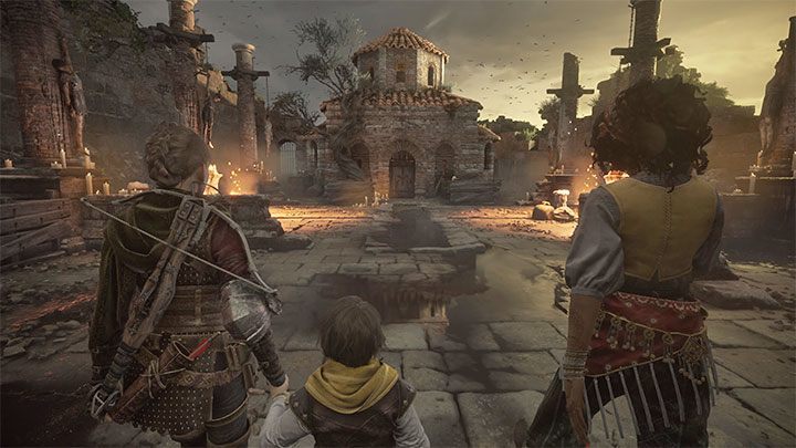 You'll raise the gate and spawn more enemies, so take your time instead of rushing there - Plague Tale Requiem: Chapter 10, Survive the assault - walkthrough - Chapter 10 - Bloodline - A Plague Tale Requiem Guide, Walkthrough